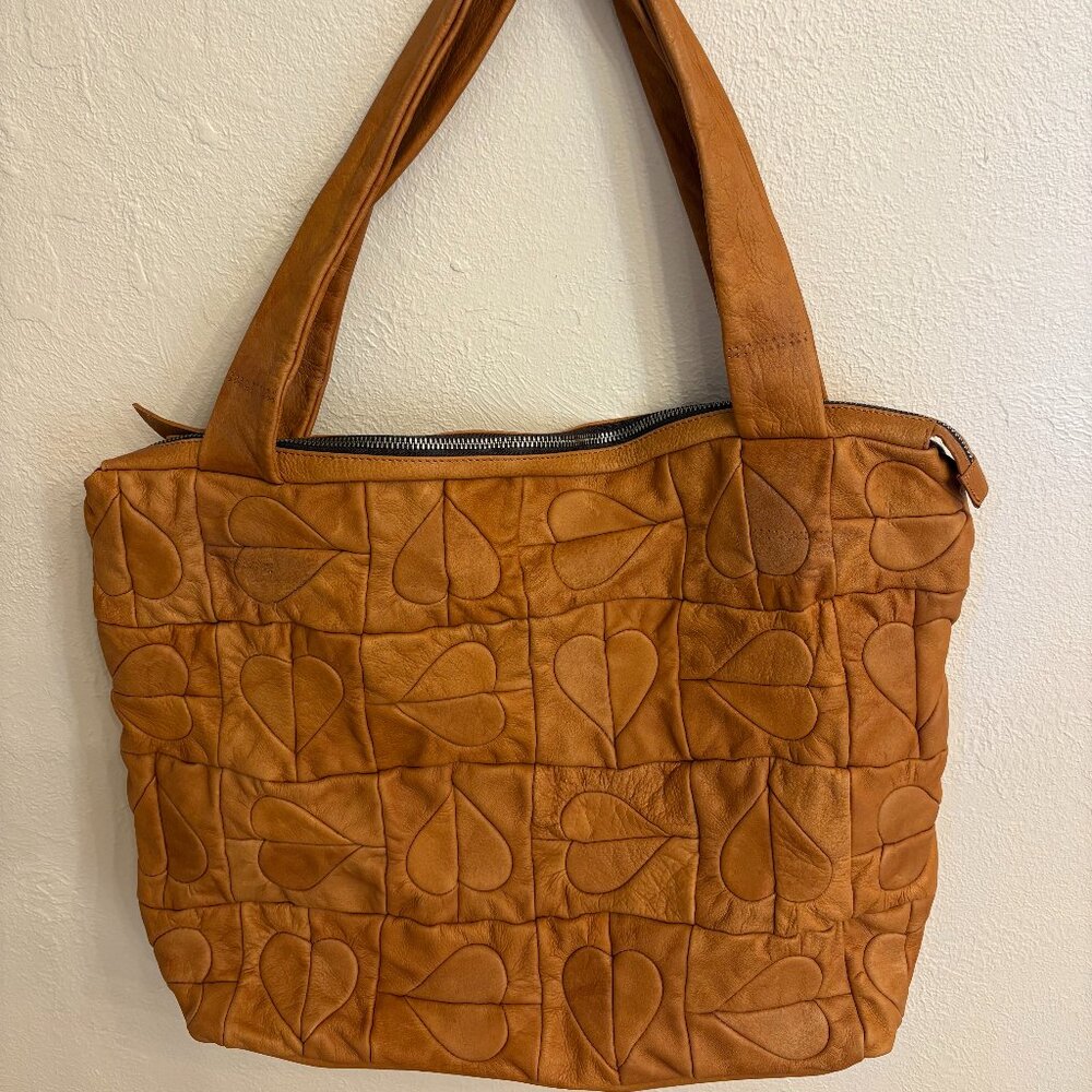 ITALIAN SOFIA C Cardoni SHOULDER HOBO SATCHEL BAG Brown LEATHER Heart with tags